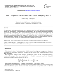 Vane Design Which Based on Finite Element Analyzing Method