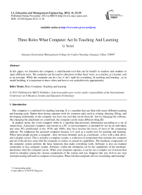 Three Roles What Computer Act In Teaching And Learning