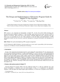 The Design and Implementation of Electronic Program Guide In Digital TV Set-Top-Box