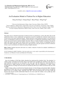 An Evaluation Model of Tuition Fee in Higher Education