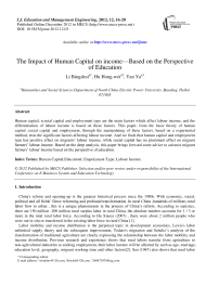 The Impact of Human Capital on income—Based on the Perspective of Education
