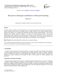 Research on Strategies and Patterns of Research Teaching