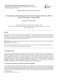 Contemporary Development and Trend of Jiangsu Province Wind Power Generation Technology