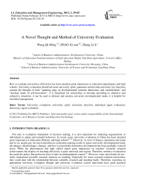 A Novel Thought and Method of University Evaluation