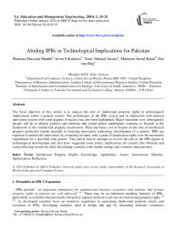 Abiding IPRs in Technological Implications for Pakistan