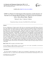 GSM Use Pattern for Information Dissemination and Evaluation of Income Level among Rural Dwellers in Uruan Local Government Area, Akwa Ibom State, Nigeria