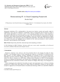 Democratizing IT: A Cloud Computing Framework