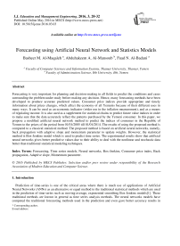 Forecasting using Artificial Neural Network and Statistics Models