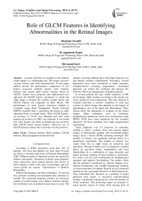 Role of GLCM Features in Identifying Abnormalities in the Retinal Images