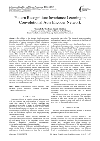 Pattern Recognition: Invariance Learning in Convolutional Auto Encoder Network