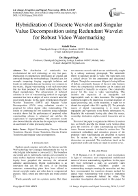 Hybridization of Discrete Wavelet and Singular Value Decomposition using Redundant Wavelet for Robust Video Watermarking