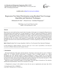 Regression Test Suite Prioritization using Residual Test Coverage Algorithm and Statistical Techniques