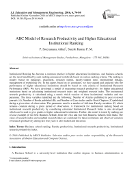 ABC Model of Research Productivity and Higher Educational Institutional Ranking