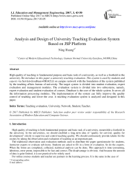 Analysis and Design of University Teaching Evaluation System Based on JSP Platform