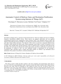 Automatic Control of Railway Gates and Destination Notification System using Internet of Things (IoT)