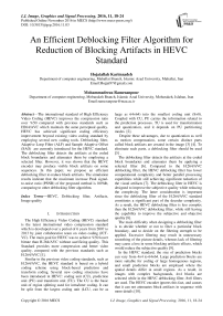 An Efficient Deblocking Filter Algorithm for Reduction of Blocking Artifacts in HEVC Standard