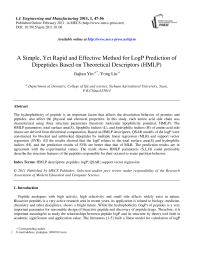 A Simple, Yet Rapid and Effective Method for LogP Prediction of Dipeptides Based on Theoretical Descriptors (HMLP)