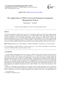 The Application of VPD in University Entrance Examination Management System