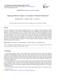 Applying Motion Capture in Computer Animation Education