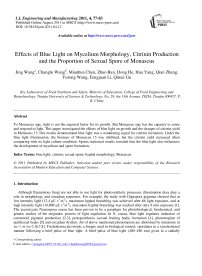 Effects of Blue Light on Mycelium Morphology, Citrinin Production and the Proportion of Sexual Spore of Monascus
