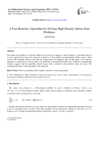 A Fast Heuristic Algorithm for Solving High-Density Subset-Sum Problems