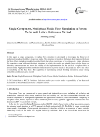 Single Component, Multiphase Fluids Flow Simulation in Porous Media with Lattice Boltzmann Method