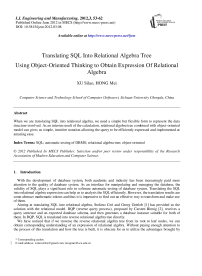 Translating SQL Into Relational Algebra Tree-Using Object-Oriented Thinking to Obtain Expression Of Relational Algebra