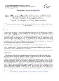 Optimal Measurement Model for the Assessment of Cell Adhesive Force by Using the Dielectrophoresis Force