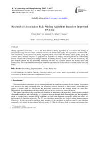 Research of Association Rule Mining Algorithm Based on Improved FP-Tree