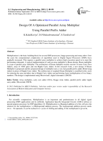 Design Of A Optimized Parallel Array Multiplier Using Parallel Prefix Adder