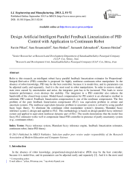 Design Artificial Intelligent Parallel Feedback Linearization of PID Control with Application to Continuum Robot