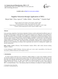 Supplier Selection through Application of DEA
