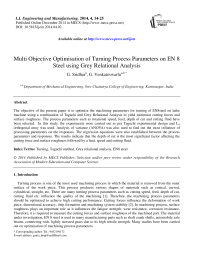 Multi Objective Optimisation of Turning Process Parameters on EN 8 Steel using Grey Relational Analysis