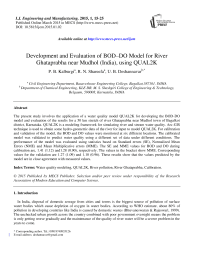 Development and Evaluation of BOD–DO Model for River Ghataprabha near Mudhol (India), using QUAL2K