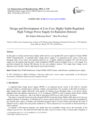 Design and Development of Low-Cost, Highly Stable Regulated High-Voltage Power Supply for Radiation Detector