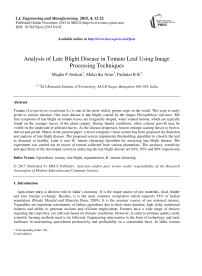 Analysis of Late Blight Disease in Tomato Leaf Using Image Processing Techniques