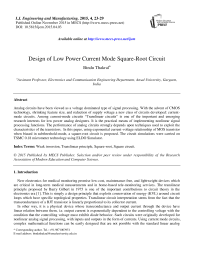 Design of Low Power Current Mode Square-Root Circuit