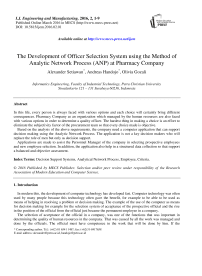 The Development of Officer Selection System using the Method of Analytic Network Process (ANP) at Pharmacy Company
