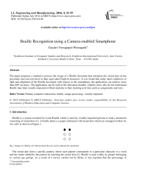 Braille Recognition using a Camera-enabled Smartphone