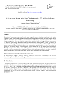 A Survey on Stereo Matching Techniques for 3D Vision in Image Processing
