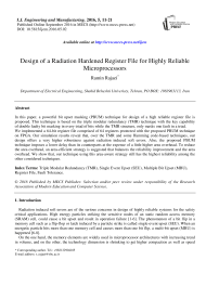 Design of a Radiation Hardened Register File for Highly Reliable Microprocessors