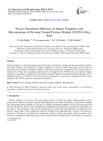 Process Parameters Influence on Impact Toughness and Microstructure of Pre-heat Treated Friction Welded 15CDV6 Alloy Steel