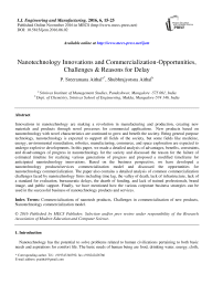 Nanotechnology Innovations and Commercialization-Opportunities, Challenges & Reasons for Delay