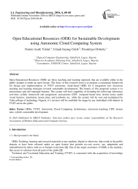 Open Educational Resources (OER) for Sustainable Development using Autonomic Cloud Computing System