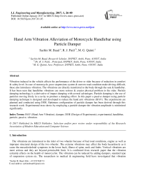 Hand Arm Vibration Alleviation of Motorcycle Handlebar using Particle Damper