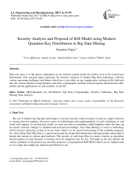 Security Analysis and Proposal of Kill Model using Modern Quantum Key Distribution in Big Data Mining