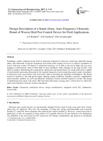 Design Description of a Stand-Alone, Auto-Frequency Ultrasonic Brand of Weaver Bird Pest Control Device for Field Applications