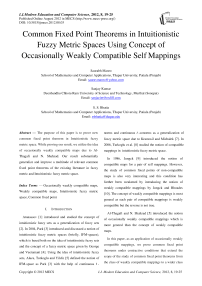 Common Fixed Point Theorems in Intuitionistic Fuzzy Metric Spaces Using Concept of Occasionally Weakly Compatible Self Mappings