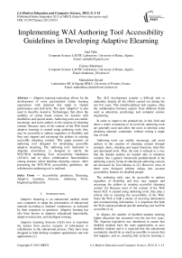 Implementing WAI Authoring Tool Accessibility Guidelines in Developing Adaptive Elearning