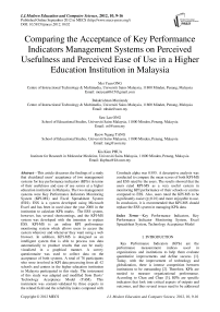 Comparing the Acceptance of Key Performance Indicators Management Systems on Perceived Usefulness and Perceived Ease of Use in a Higher Education Institution in Malaysia
